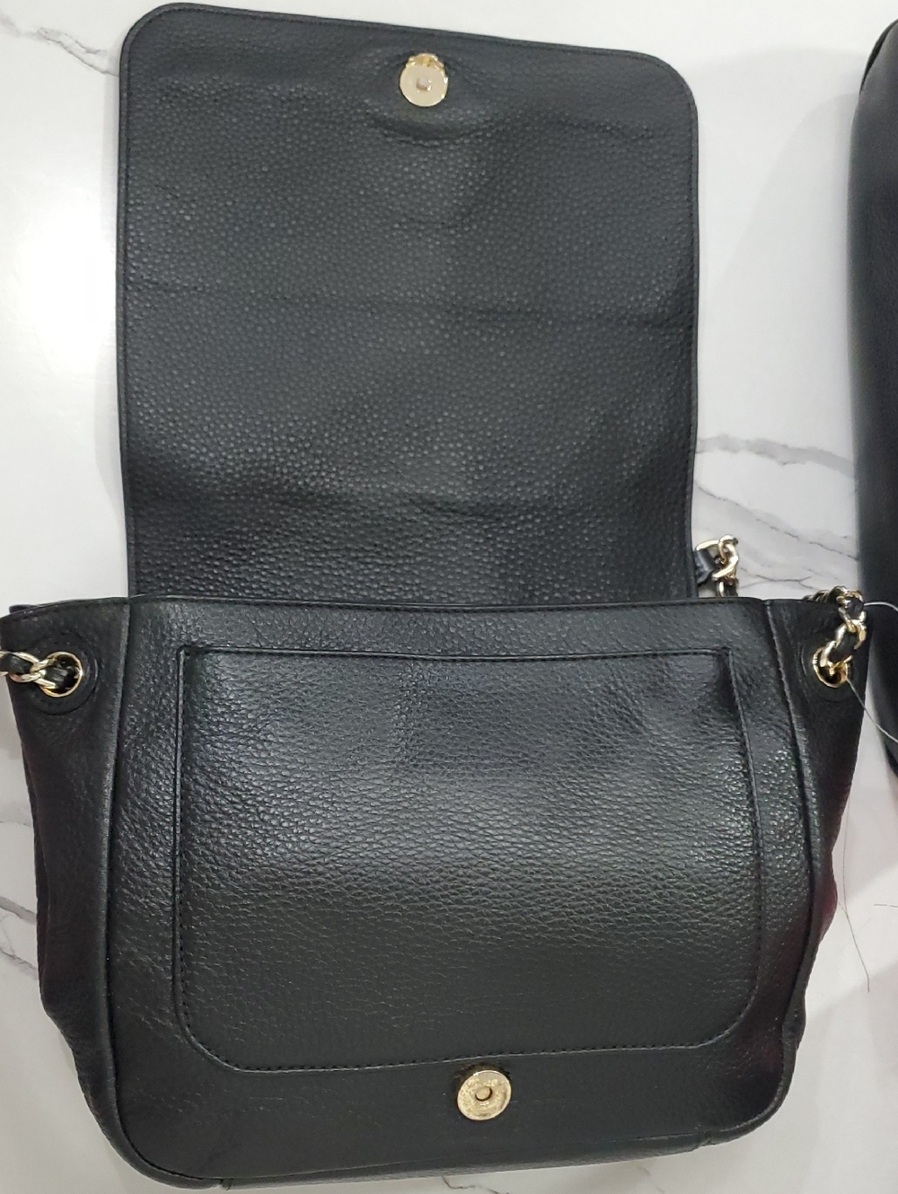 Tory Burch Black Pebble Leather Bombe Flap Shoulder Bag🖤💛 - Picture 12 of 16